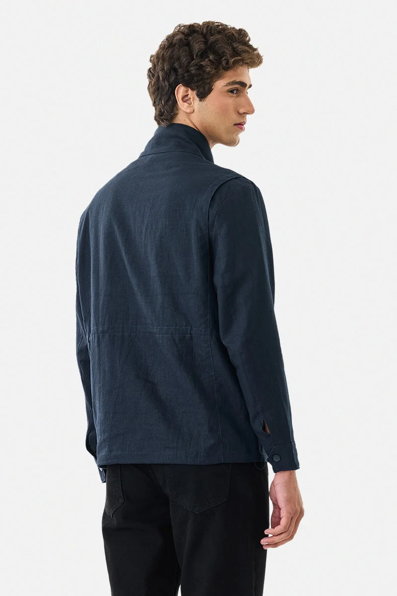 سنيتش Linen Blend Snap Button Jacket
